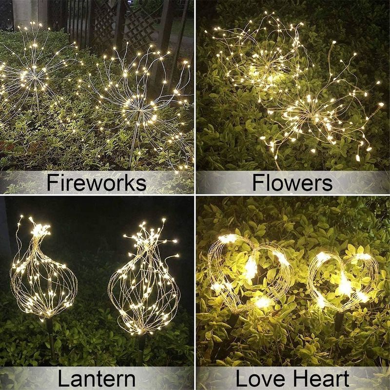Luci da fuochi d'artificio solari a LED per il giardino del prato, il patio, la decorazione natalizia, la misurazione sul posto