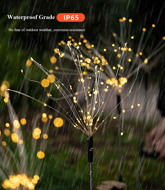 Luci da fuochi d'artificio solari a LED per il giardino del prato, il patio, la decorazione natalizia, la misurazione sul posto