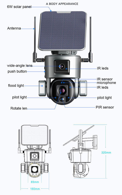 Impermeabile 1080p 2 Way Audio Wifi 4g pannello solare batteria Cctv Camera per esterni