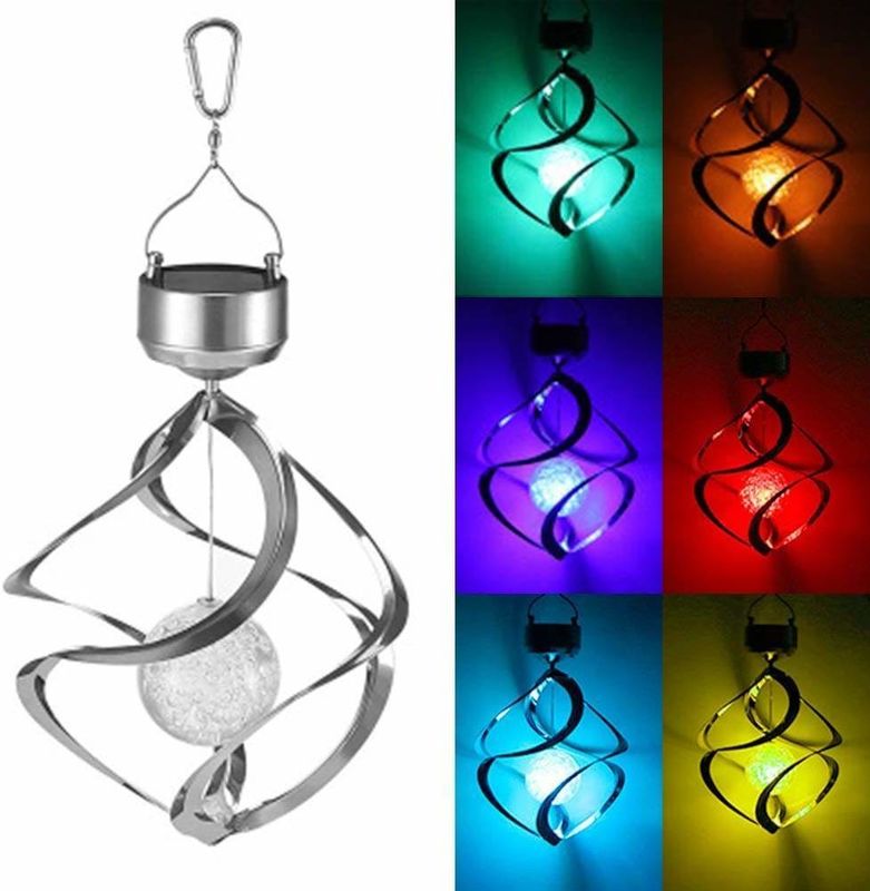 Spiral Solar Wind Chimes luci esterne impermeabile Cambiamento di colore Lampada a LED per giardino