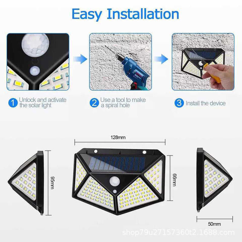 Lampada da giardino a terra Sensore di luce solare a parete Lampada a inondazione a LED con efficienza luminosa di 65lm/w
