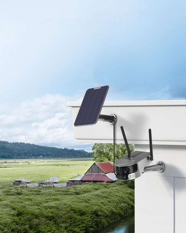 Otto milioni di articolazione orizzontale Camera solare all'aperto Wifi Camera CCTV a doppia lente