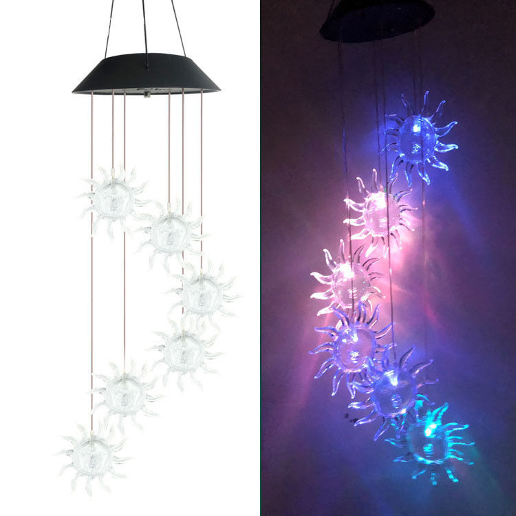 Lampada esterna a cambio colore a LED a vento solare per giardino