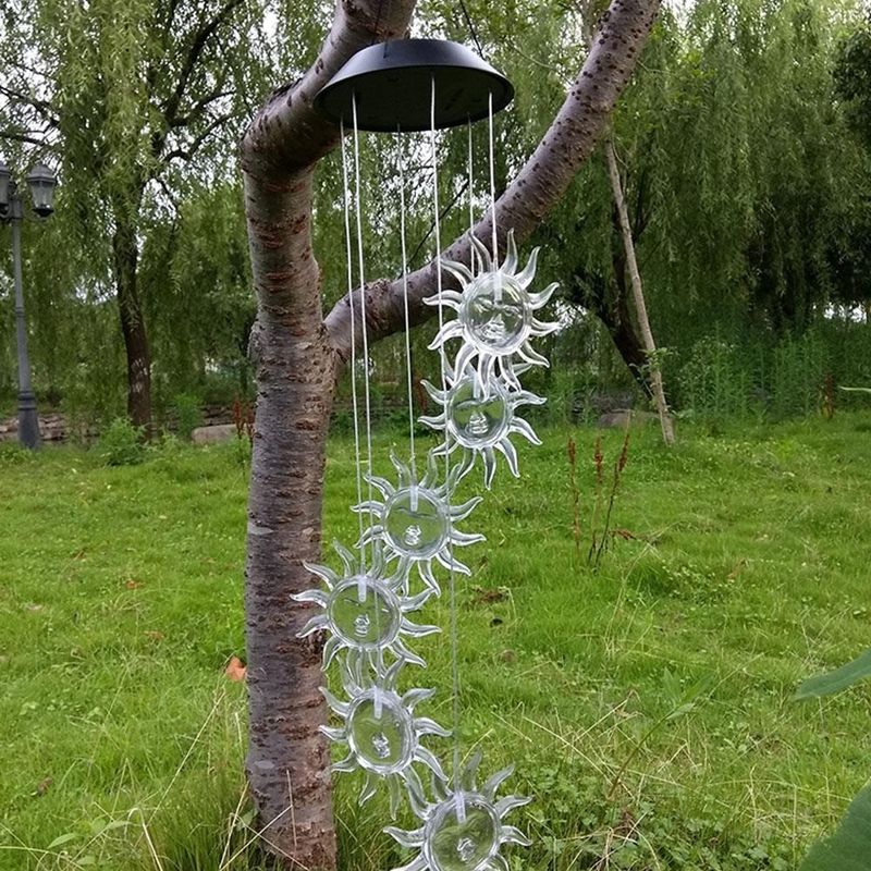 Lampada esterna a cambio colore a LED a vento solare per giardino