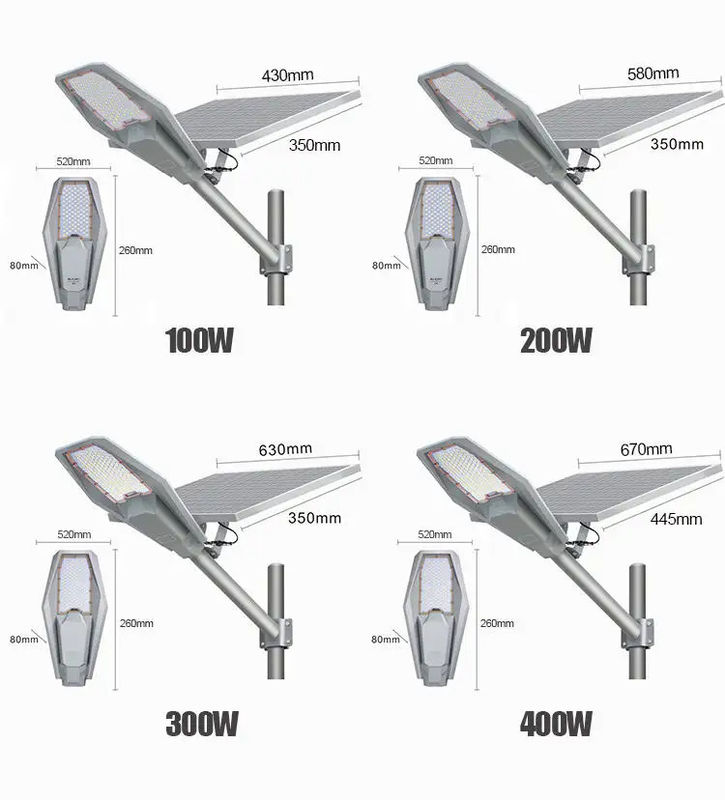 Lampade a LED solari 300w 400w 500w 200lm/W Ip66 Lampade solari Illuminazione per uso commerciale