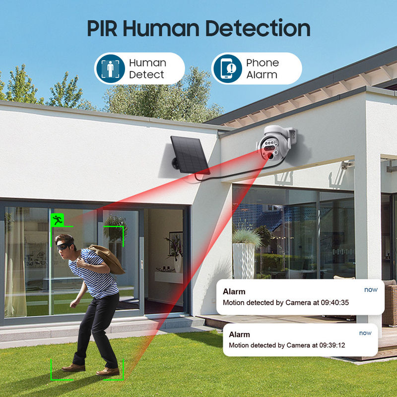 GSM 4G SIM Card IP66 Sicurezza con batteria solare IR PIR Camera IP a energia solare