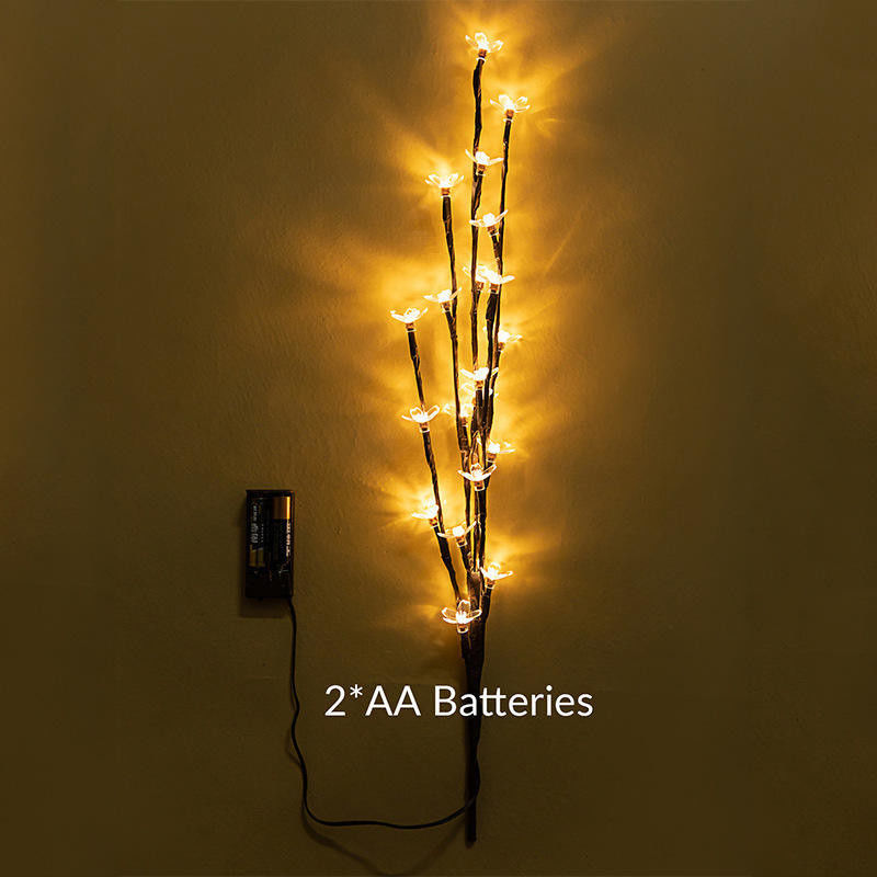 Indoor 36cm 24 lampadine Batteria Stella di Natale Decorazione domestica Led Fiore di ciliegio Tavolo Bonsai Albero Fairy Light