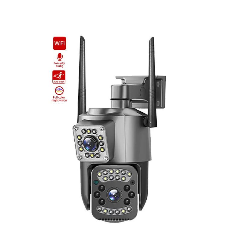 4MP Wireless IP Security Dual Lens 4G Bullet PTZ Camera V380 Bullet 3.5 Inch Nero