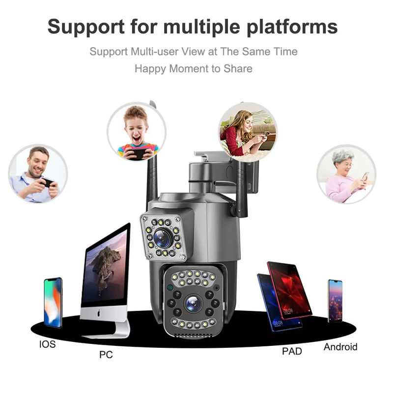 4MP Wireless IP Security Dual Lens 4G Bullet PTZ Camera V380 Bullet 3.5 Inch Nero