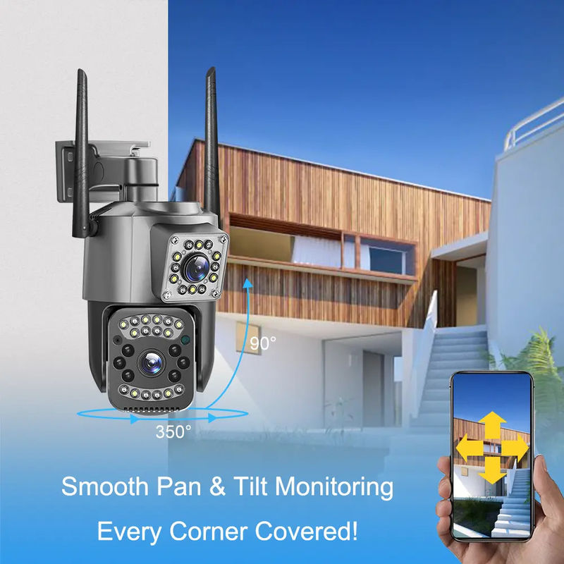 4MP Wireless IP Security Dual Lens 4G Bullet PTZ Camera V380 Bullet 3.5 Inch Nero
