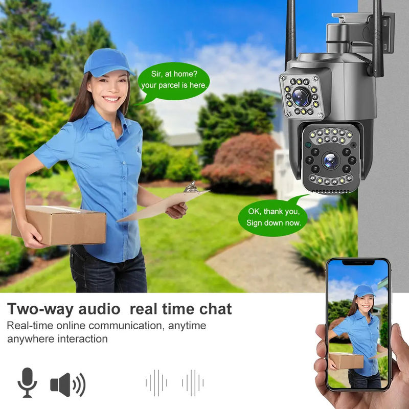 4MP Wireless IP Security Dual Lens 4G Bullet PTZ Camera V380 Bullet 3.5 Inch Nero