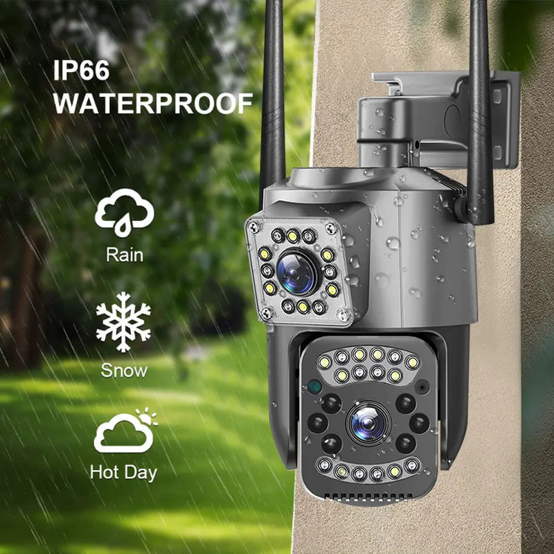 4MP Wireless IP Security Dual Lens 4G Bullet PTZ Camera V380 Bullet 3.5 Inch Nero