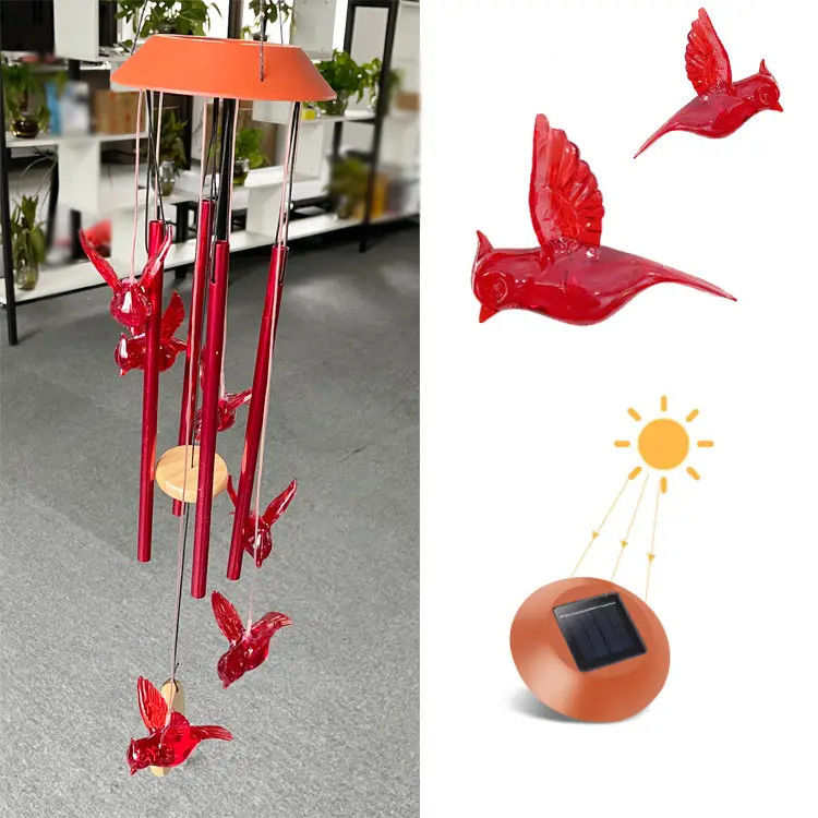 Decorazione per la casa LED Vento solare Chimes Luce con design esterno impermeabile e colorato