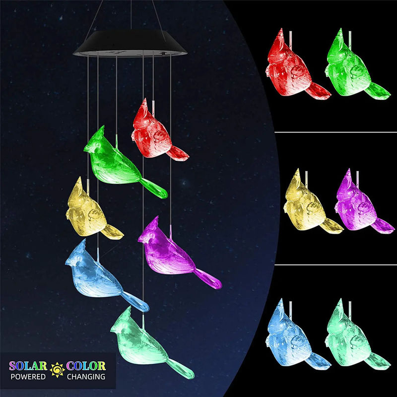 Decorazione per la casa LED Vento solare Chimes Luce con design esterno impermeabile e colorato