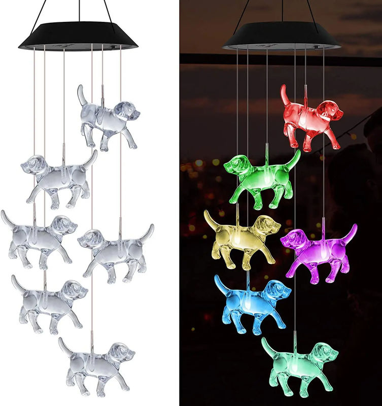 Decorazione per la casa LED Vento solare Chimes Luce con design esterno impermeabile e colorato