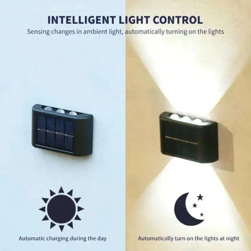 Acque resistenti 4Led 6Led Up And Down Solar Wall Light per giardino cortile luminoso