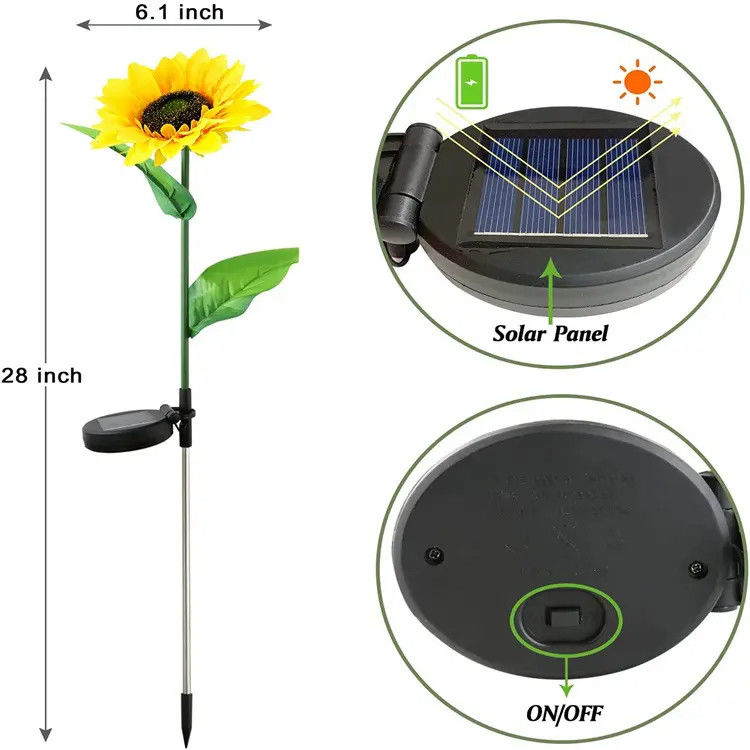 Lampada a LED solare impermeabile giardino decorativo girasole sole per cortile nel cortile