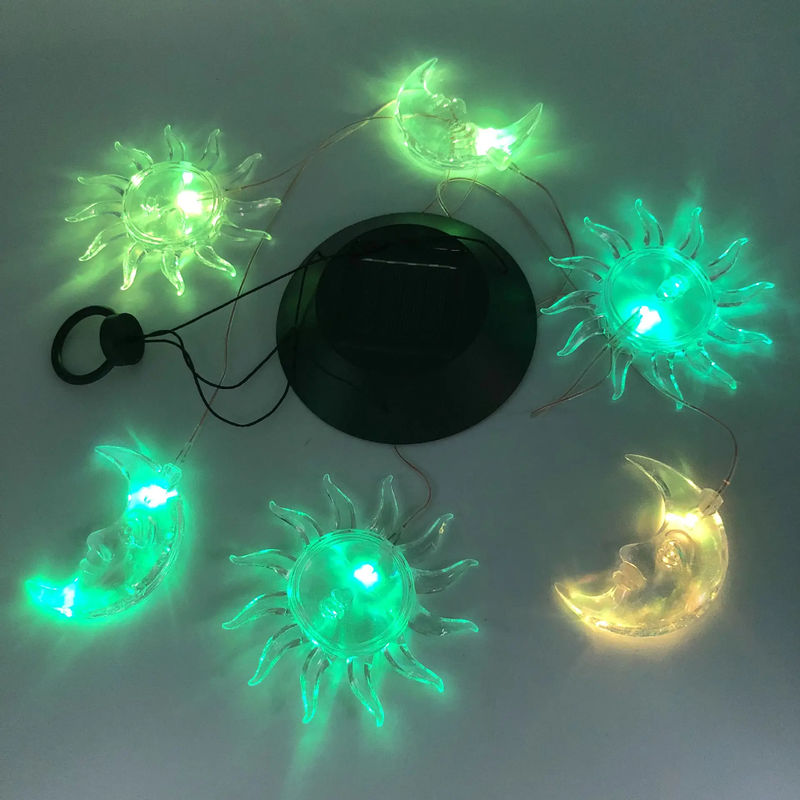 Sole Luna Luci solari Colorevoli campanelli di vento per giardino impermeabile a sette colori Gradiente