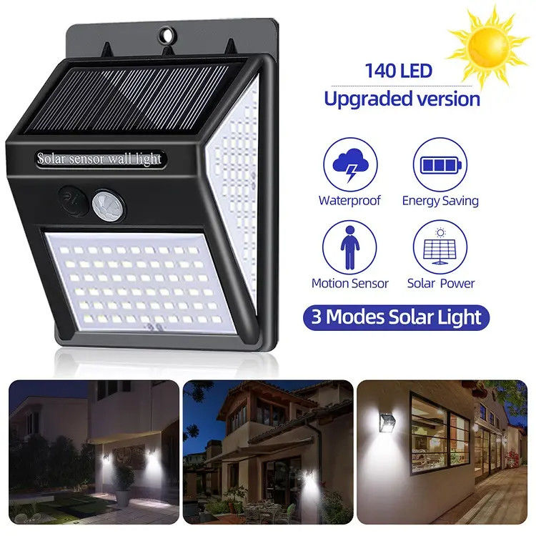 120° angolo di raggio Lampada da giardino solare all'aperto Lampade di sicurezza a LED Luci notturne con sensore di movimento