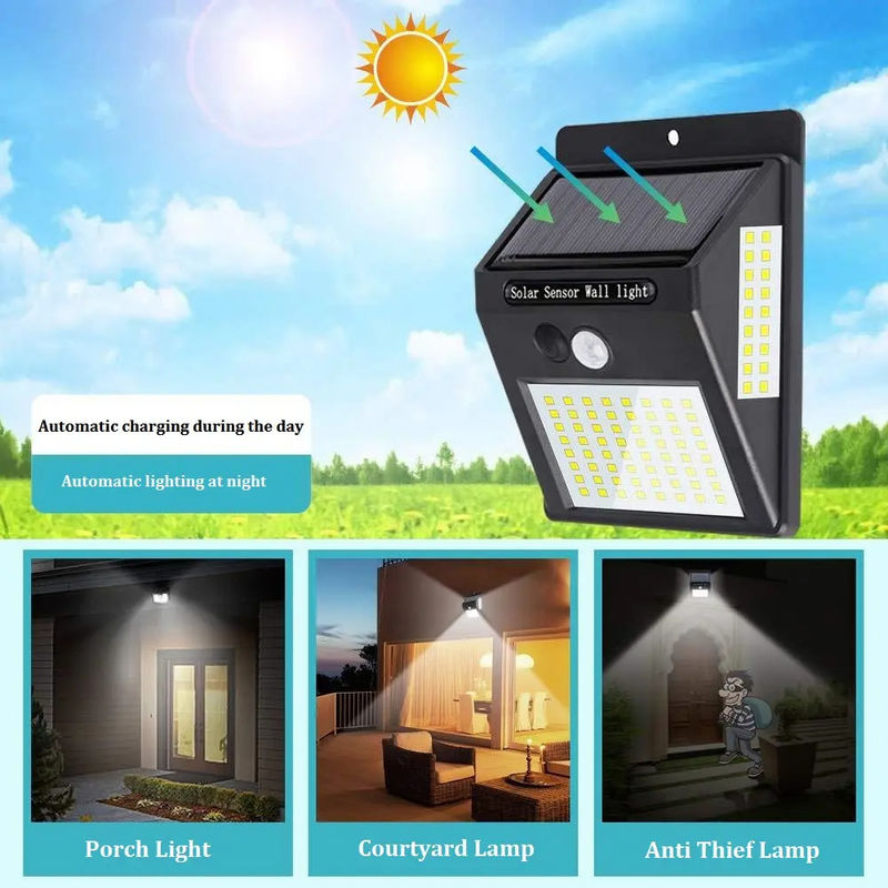 120° angolo di raggio Lampada da giardino solare all'aperto Lampade di sicurezza a LED Luci notturne con sensore di movimento