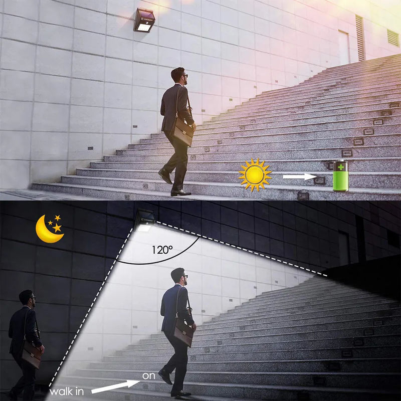 Lampada a parete solare a 20 LED impermeabile con sensore di movimento e temperatura del colore 5000K